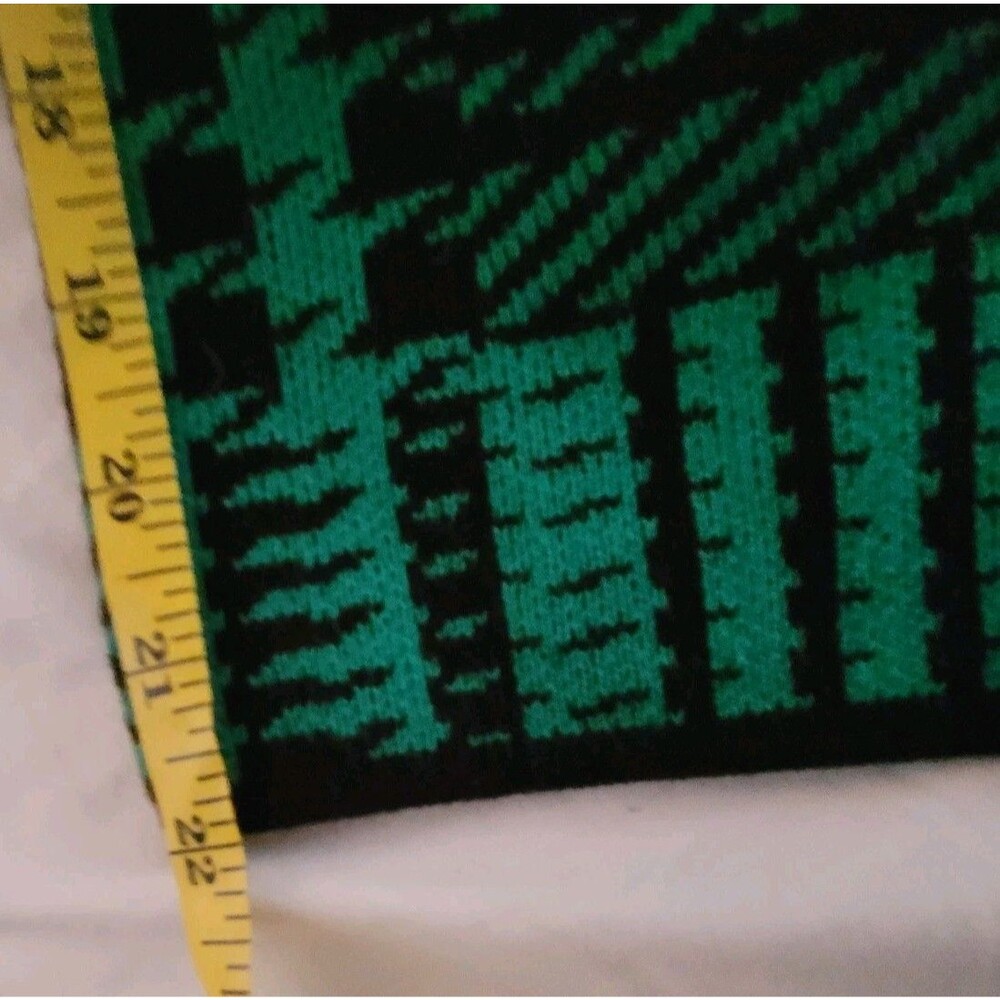 Anne Klein Green Plaid Long Cardigan Sweater Jacket Womens L Dbl Breasted Preppy - Picture 6 of 9